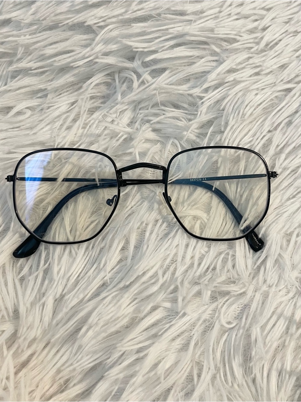 Cool Black metal frame clear nerdy hipster preppy blue light glasses